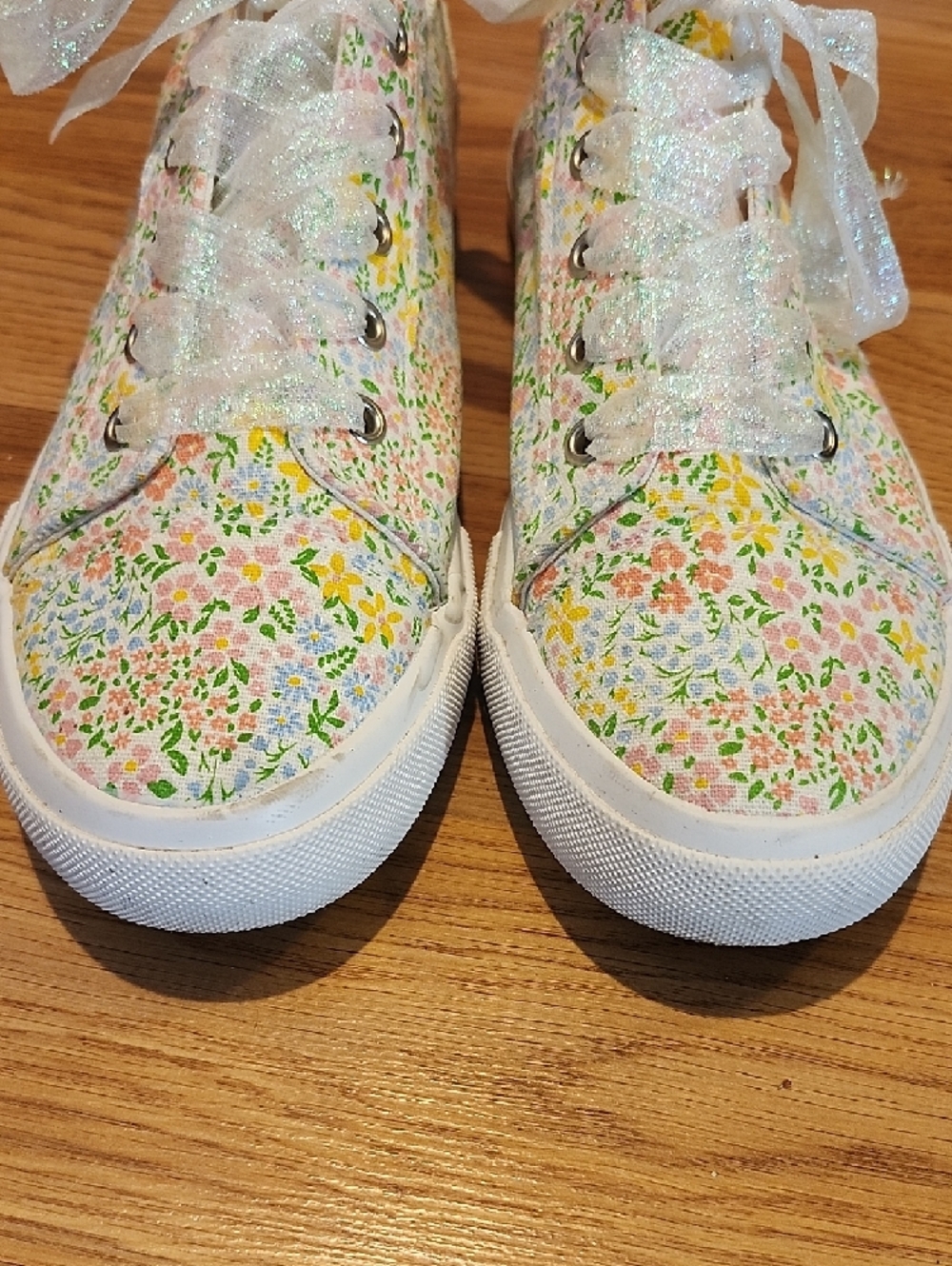 Serra Floral Canvas Sneakers in Pastel Yellow, Pink & Green - Picture 9 of 10